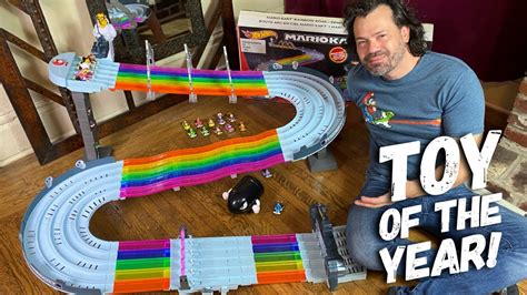 2021 Toy of the Year? Hot Wheels Mario Kart Rainbow Road Track Review - YouTube