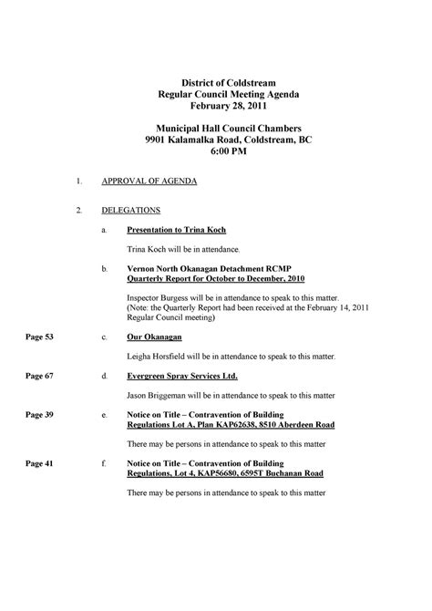 Unit Based Council Meeting Agenda Template