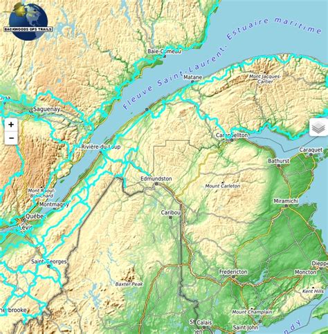 QC Snowmobile Trail Map for Garmin - Backwoods GPS Trails