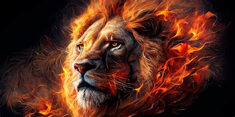 Premium Photo | Lion on fire for background Generative AI