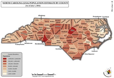 North Carolina Population Map - Answers