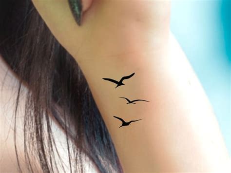 Silhouette Birds Temporary Tattoo / 3 Birds Tattoo / Black - Etsy