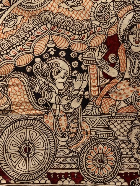 Geeta Updesh To Arjun - Lord Krishna | Kalamkari Painting On Cotton ...