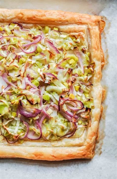 Leek & Onion Puff Pastry Tart - This Healthy Table