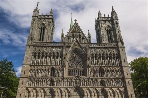 The Facade of Trondheim Cathedral Stock Photo - Image of norway, church ...