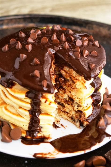 Chocolate Chip Pancakes {With Chocolate Syrup} - CakeWhiz