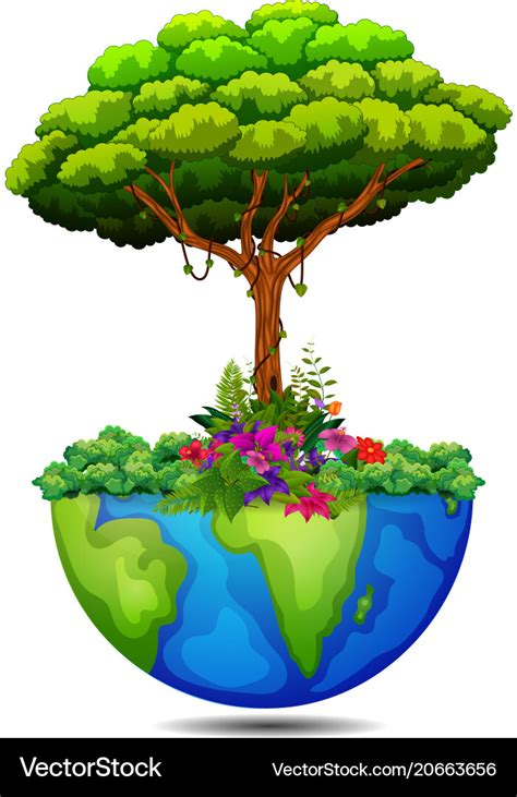 Tree on earth Royalty Free Vector Image - VectorStock