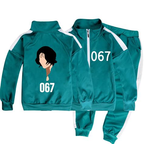 Quick delivery Gamer Player 456 067 Uniform Costume Kids Cosplay Tracksuit Boy Girl Hoodie ...