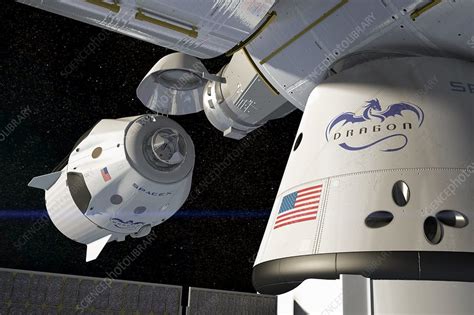 SpaceX's Crew Dragon docking with ISS, illustration - Stock Image - C037/1508 - Science Photo ...