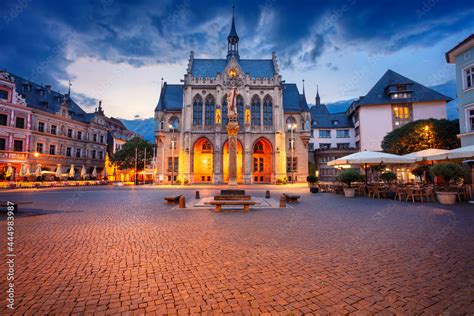 Erfurt, Germany. Cityscape image of old town Erfurt, Thuringia, Germany with the neo-Gothic Town ...