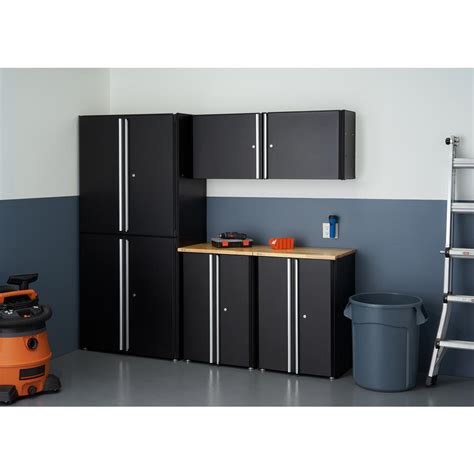 TRINITY 75 in. x 84 in. x 19 in. Steel Garage Cabinet Set in Black (6-Piece)-TLSPBK-0613 - The ...