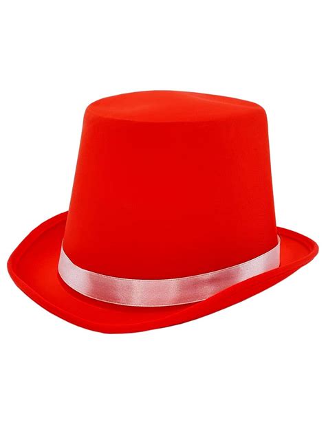 Adults Red Classic Top Hat | Tall Red Top Hat Costume Hat for Adults