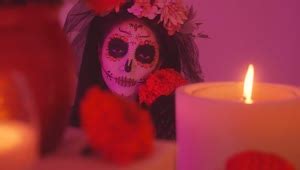 Stock Video Face Of A Catrina In The Day Of The Dead Live Wallpaper For ...