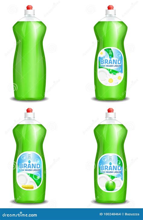 Vector Set of Realistic Dishwashing Liquid Product Icons Isolated on ...