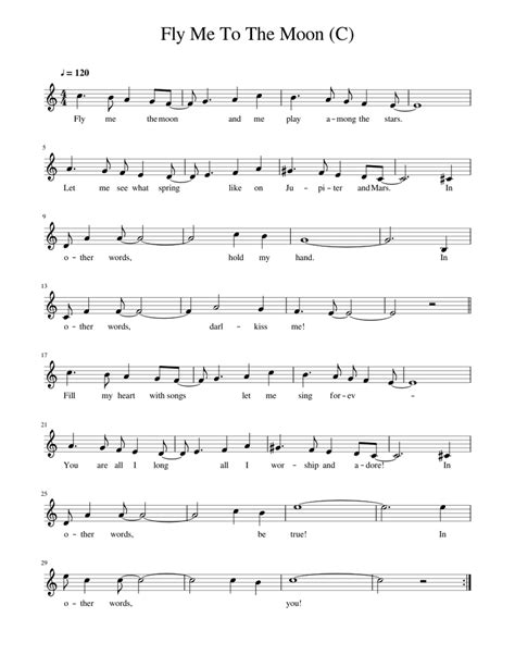 Fly Me To The Moon (C) Sheet music for Piano (Solo) | Musescore.com