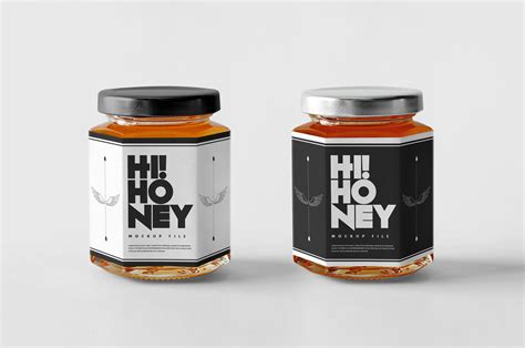 Realistic Hexagon Honey Jar Mockup Free Download | Resource Boy