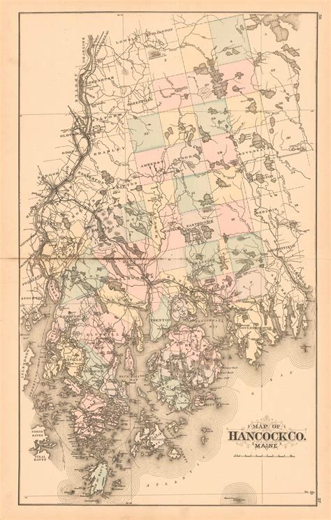 Colby's 1884 Map of Hancock County, Maine - Art Source International