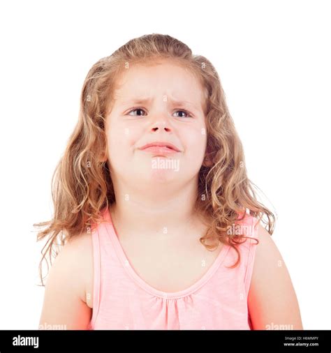 Sad little girl crying isolated on a white background Stock Photo - Alamy