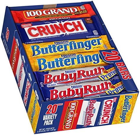 Assorted Chocolate Candy Bars with Butterfinger, Crunch, Baby Ruth and ...