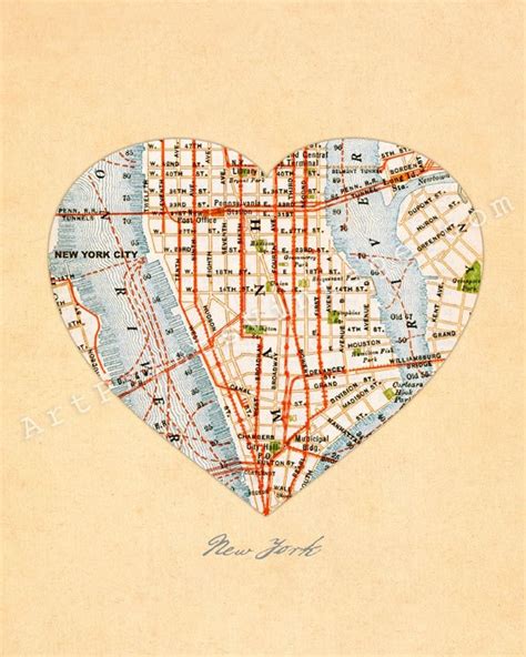 my heart is here | Map heart art, Vintage maps art, Map art print