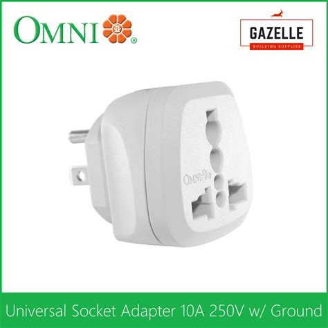 Omni Universal Adapter w/ Ground Plug Adapter Outlet Adapter Socket ...