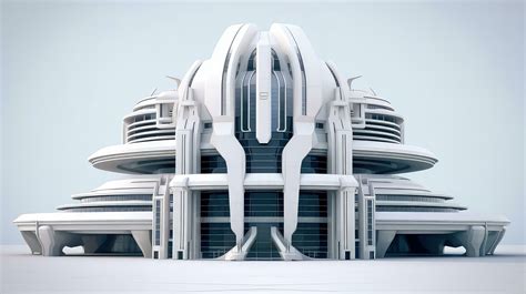 3D futuristic sci-fi white city architecture with organic skyscrapers ...