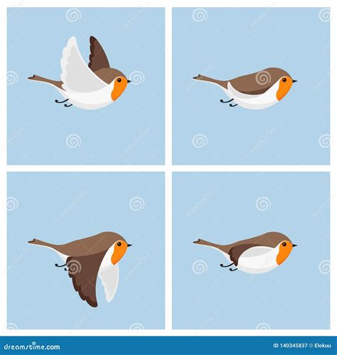 Flying Robin Animation Sprite Sheet Cartoon Vector | CartoonDealer.com #140345837