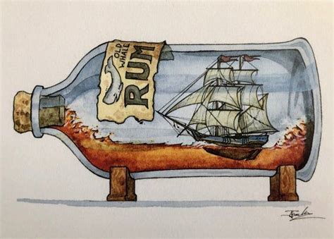 Bottle Drawing, Bottle Painting, Bottle Art, Anchor Drawings, Dark Art Drawings, Boat In A ...