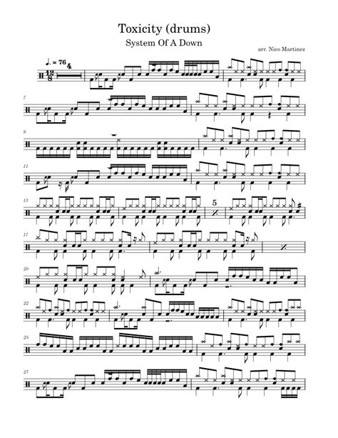 Toxicity – System of a Down (Toxicity) - Drums Sheet music for Drum group (Solo) | Musescore.com