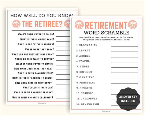 Retirement party games retirement games retirement games bundle fun ...