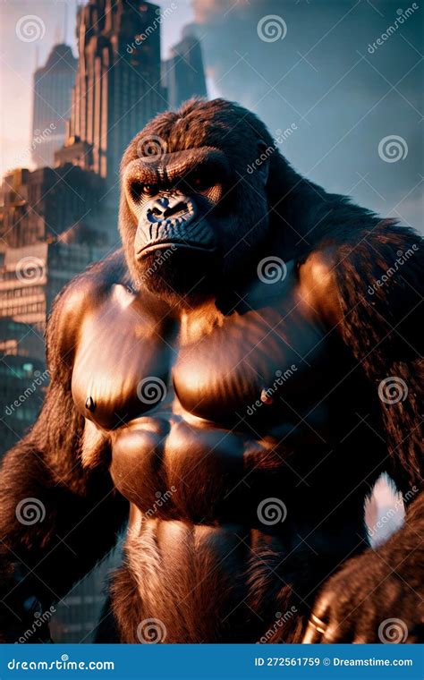 King Kong. Frightening Giant Monkey. Generative AI. Stock Illustration - Illustration of beast ...