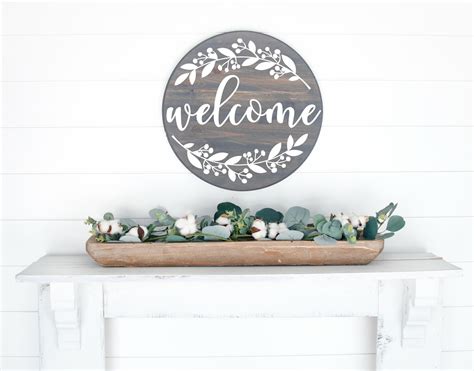 Welcome (Wreath) - 16" Door Sign - Spruced Studio