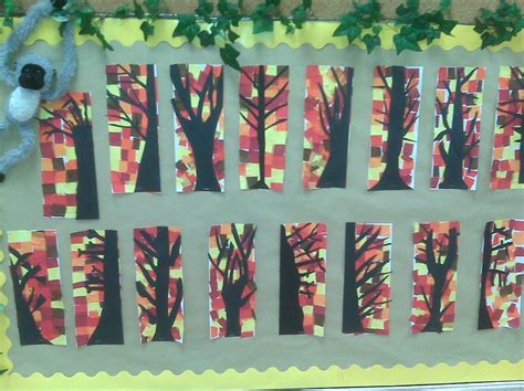 Fall trees made my by 3rd grade class | Thanksgiving art projects, Art classroom, Class art projects