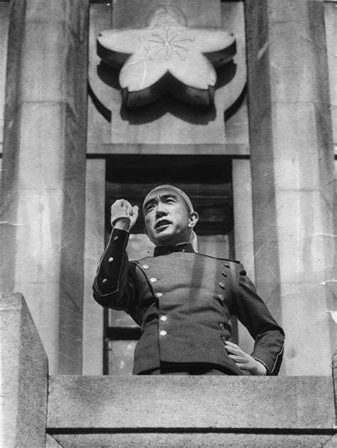 Yukio Mishima delivering his speech in the failed coup attempt just ...