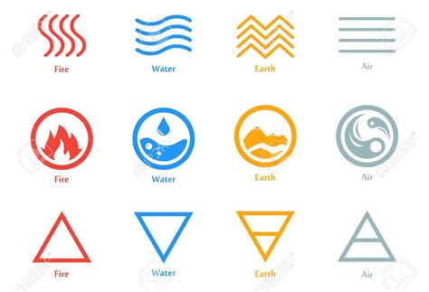 A Vector Illustration Of Four Elements Icons, Line, Triangle.. Royalty ...