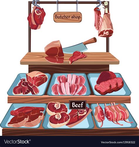 Hand drawn butcher shop concept Royalty Free Vector Image