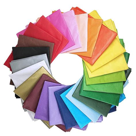 Supla 120 Sheets 24 Colors Tissue Paper Bulk Wrapping Tissue Paper Art Rainbow Tissue Paper 20 x ...