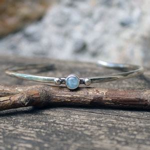 Aquamarine Sterling Silver Cuff Bracelet / Light Blue Stone Bracelet / Gift for Her / Jewelry ...