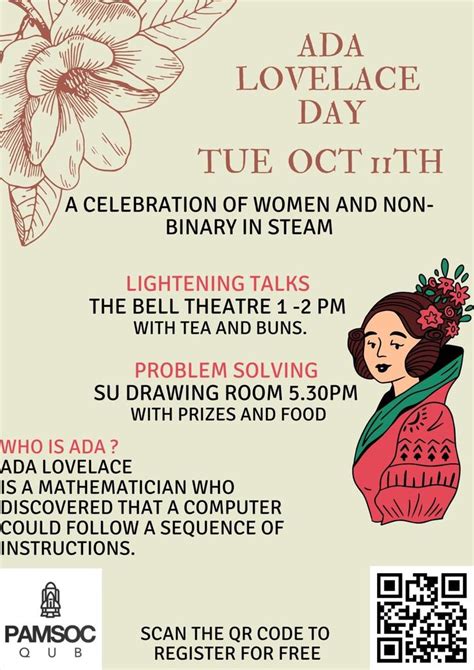 Ada Lovelace day tickets on Tuesday 11 Oct | QUB PAMSOC | FIXR