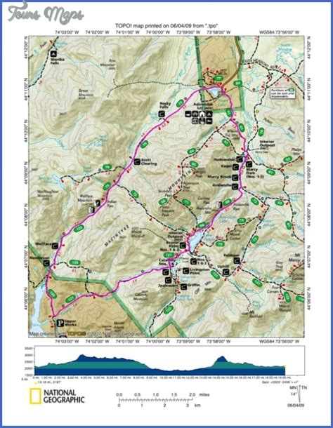 Adirondack Hiking Map - ToursMaps.com