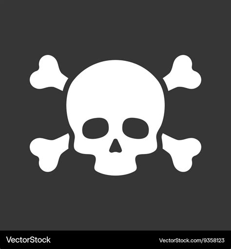 Skull with Crossbones Icon on Black Background Vector Image