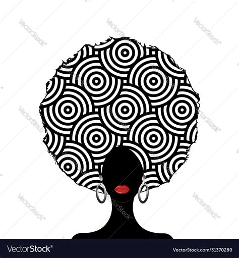 Portrait african woman silhouette afro curly hair Vector Image