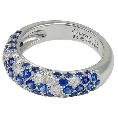 Cartier Diamond Sapphire Gold Band Ring at 1stDibs | diamond and sapphire band, cartier diamond ...