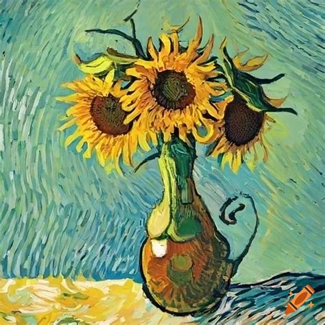 Van gogh style sunflowers painting on Craiyon