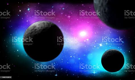 Cosmic Galaxy Background With Nebula And Planets Stock Illustration - Download Image Now ...