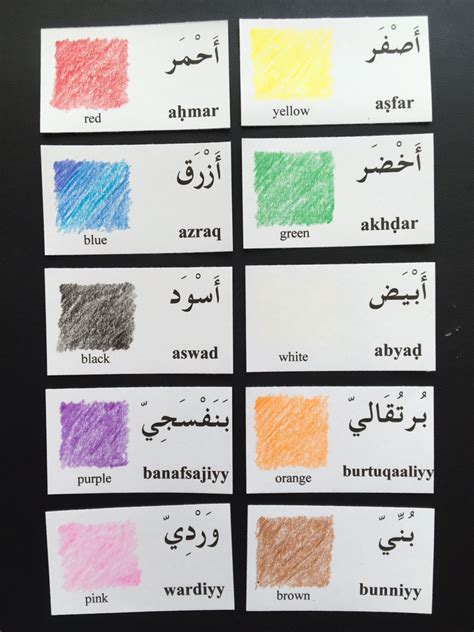 Color Words In Arabic