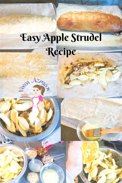 Easy Apple Strudel Recipe with Filo Pastry Recipe - with Video - Veena ...