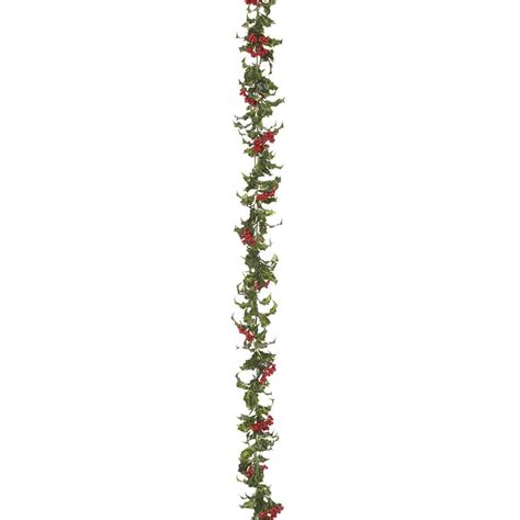 72″ Holly Garland w/Berries Variegated | Silk Flower Depot