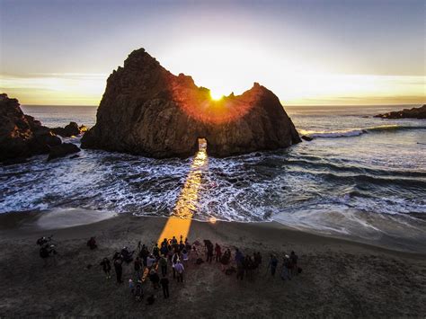 Keyhole Arch, Pfeiffer Beach, Big Sur, California, USA - Drone Photography