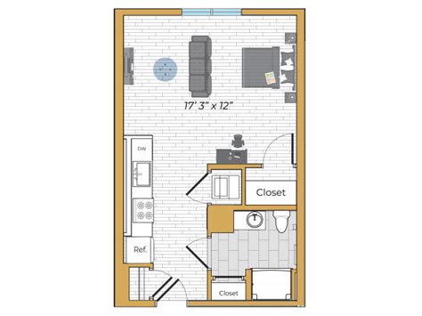 Studio Floor Plan | The Chandler | Apartments in Bedford, NH